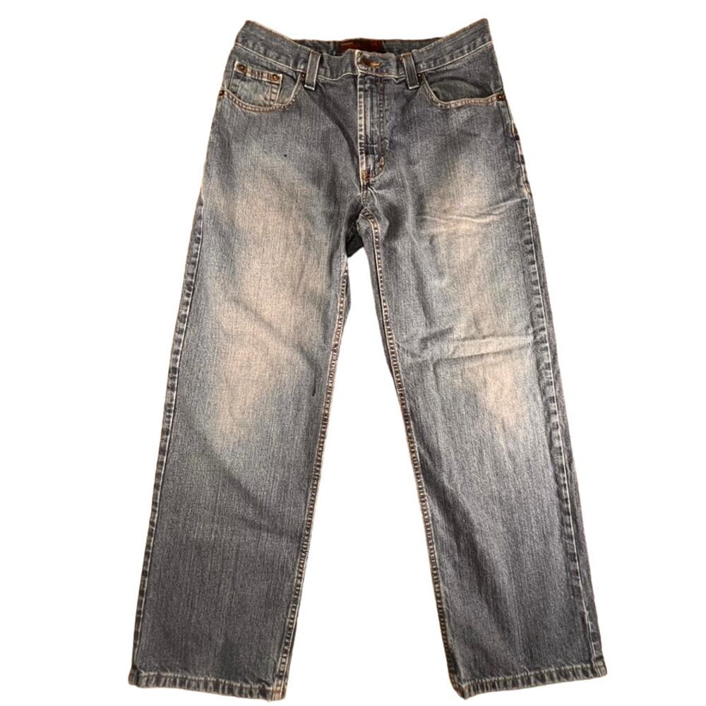 Vintage Perry Ellis America, Distressed Wash Baggy Wide Leg Jeans, Size: 34x30